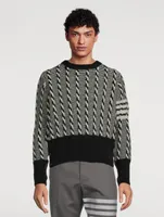 Donegal Wool And Mohair Cable-Knit Sweater With Four-Bar Stripe