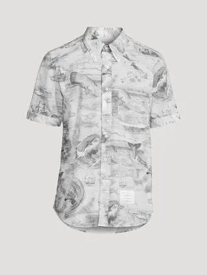 Nautical Toile Poplin Short Sleeve Shirt