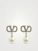 VLOGO Faux Pearl Earrings With Crystals