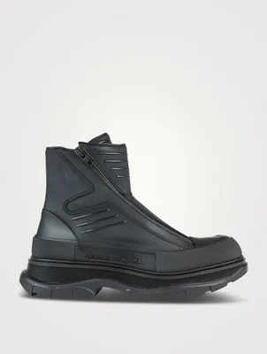 Leather Tread Moto Zip Boots
