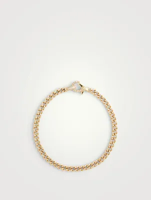 Baby Link 18K Gold Bracelet With Pavé Diamonds