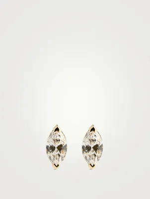 18K Gold Diamond Marquise Halo Stud Earrings
