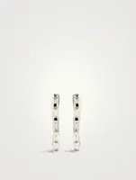 18K White Gold Diamond Baguette Mini Huggie Hoop Earrings