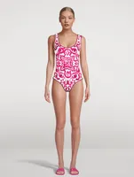 One-Piece Swimsuit In Majolica Print