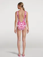 One-Piece Swimsuit In Majolica Print