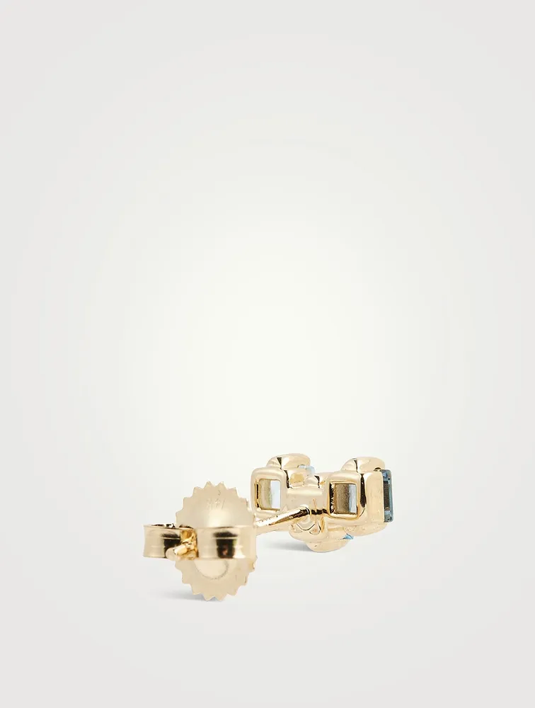 Gold Princess-Cut Stud Earrings