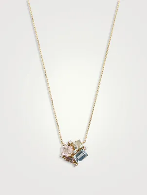 Amalfi 14K Gold Pastel Blossom Pendant Necklace With Diamonds