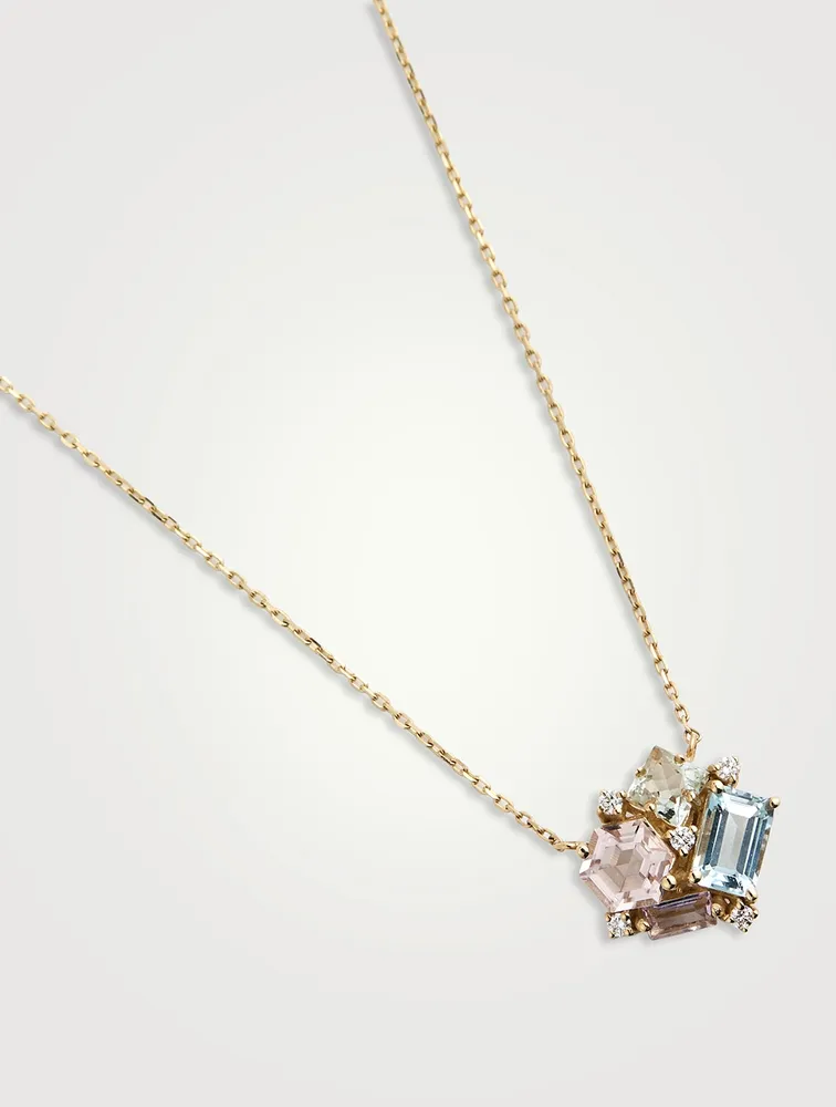 Amalfi 14K Gold Pastel Blossom Pendant Necklace With Diamonds