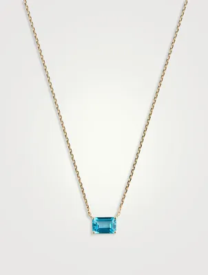 Gold Emerald-Cut Paraiba Topaz Necklace