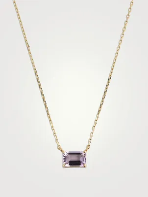 Gold Emerald-Cut Rose De France Necklace