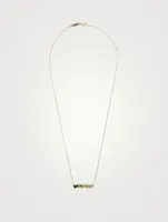Gold Mix Stone Bar Necklace With Diamonds