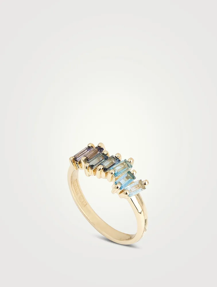 Amalfi 14K Gold Blue Ombre Half Band Ring