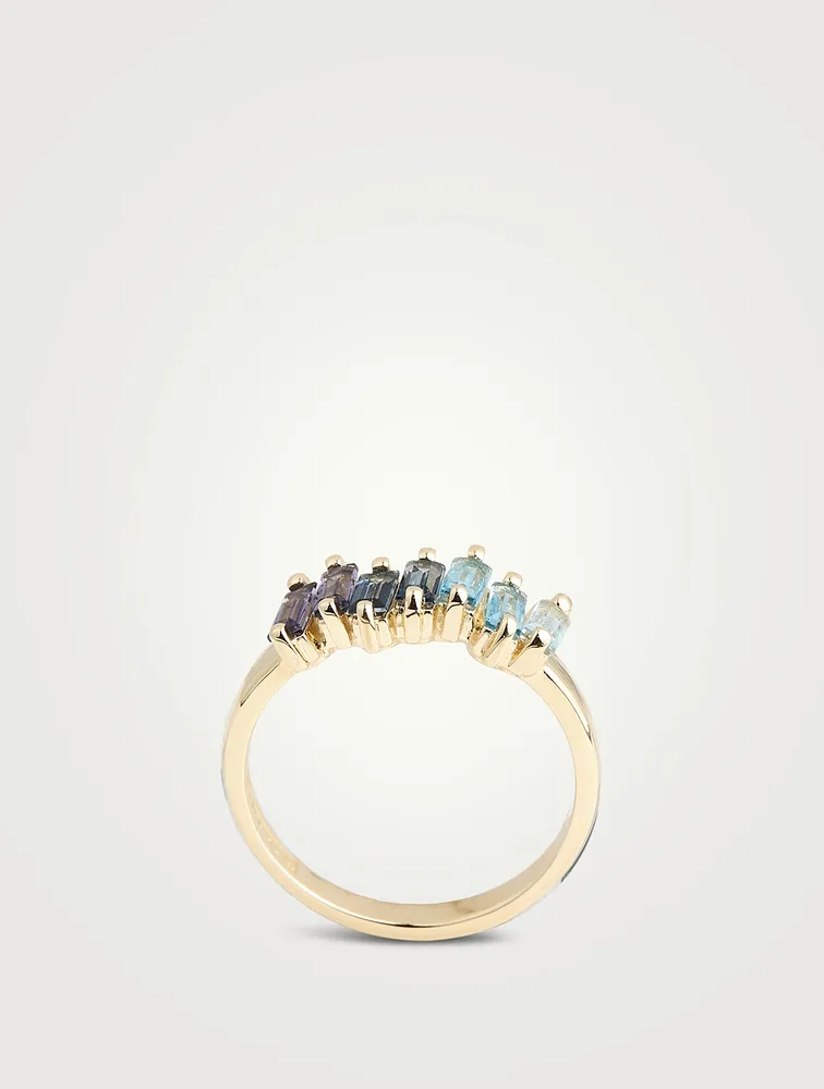 Amalfi 14K Gold Blue Ombre Half Band Ring