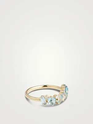 Amalfi 14K Gold Blend White Topaz Half Band With Diamonds