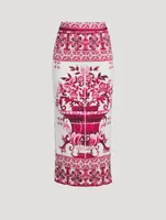 Charmeuse Pencil Skirt Majolica Print