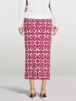 Charmeuse Pencil Skirt Majolica Print