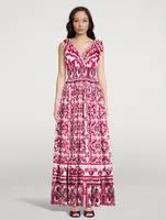 Poplin Maxi Dress Majolica Print