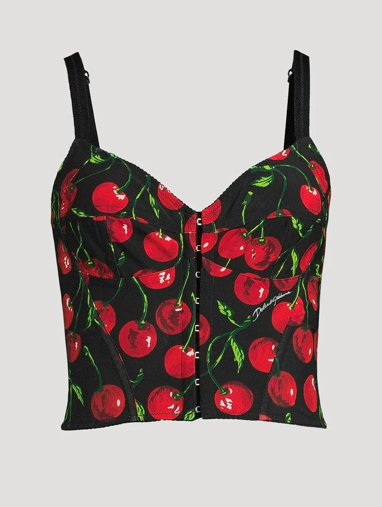 Stretch Jersey Top Cherry Print