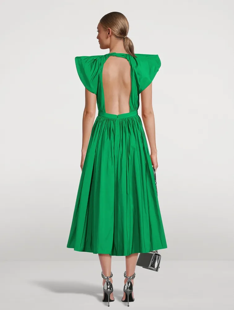 Pleated Polyfaille Midi Dress