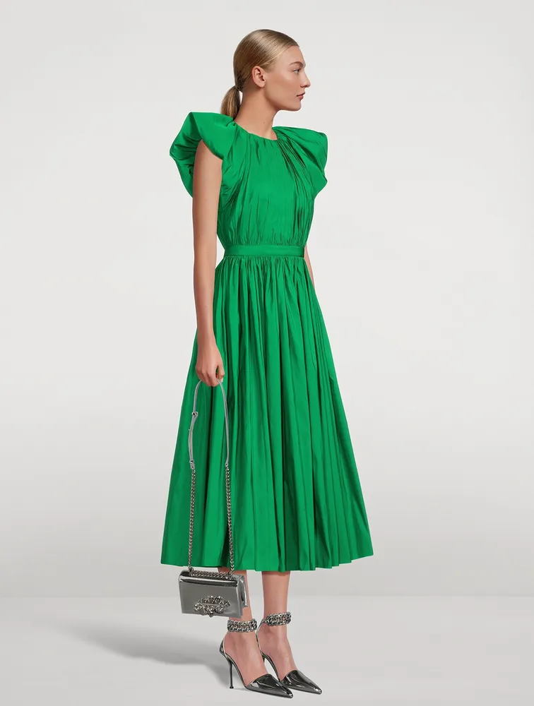 Pleated Polyfaille Midi Dress