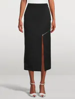 Slashed Wool Pencil Skirt