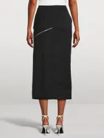 Slashed Wool Pencil Skirt