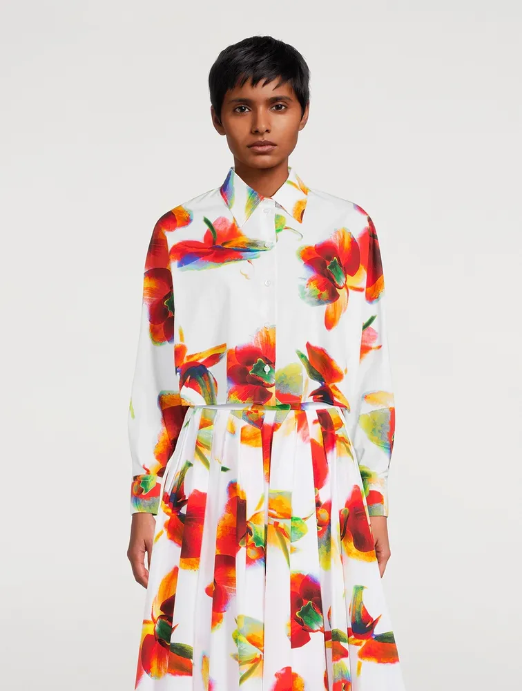 Poplin Shirt Solarised Orchid Print