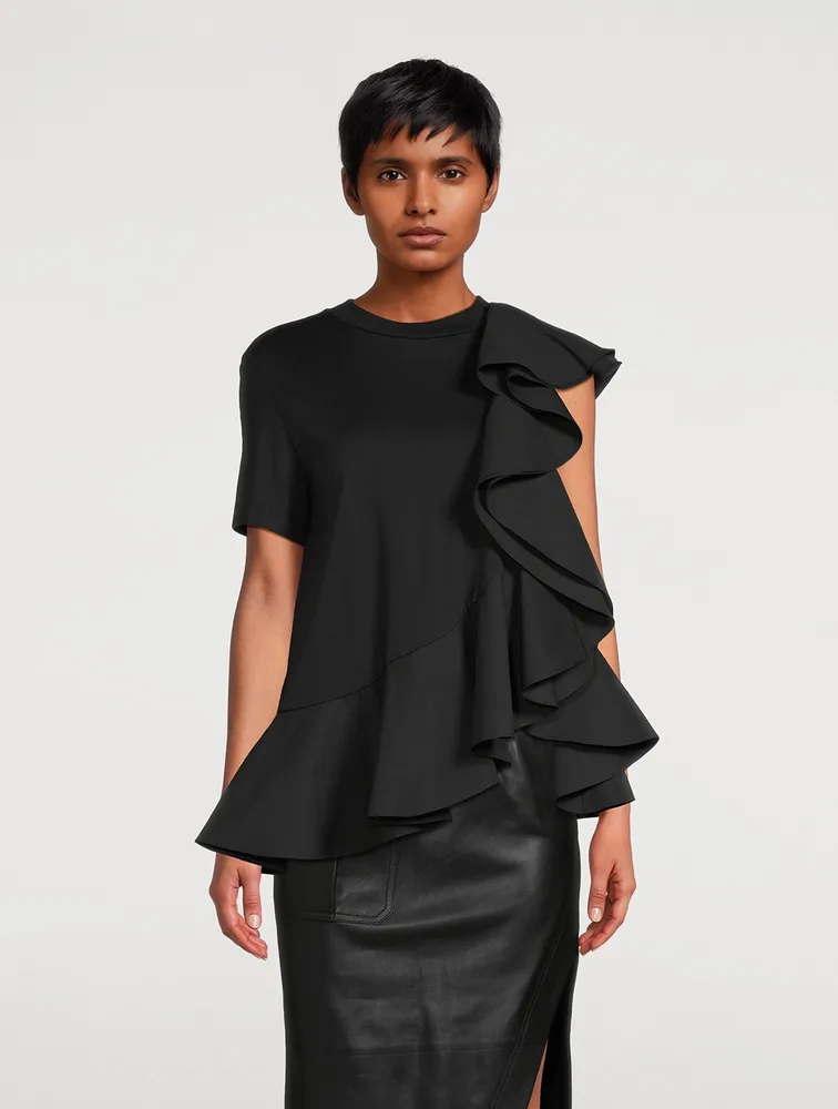 Asymmetric Ruffled T-Shirt