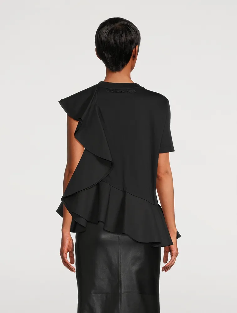 Asymmetric Ruffled T-Shirt