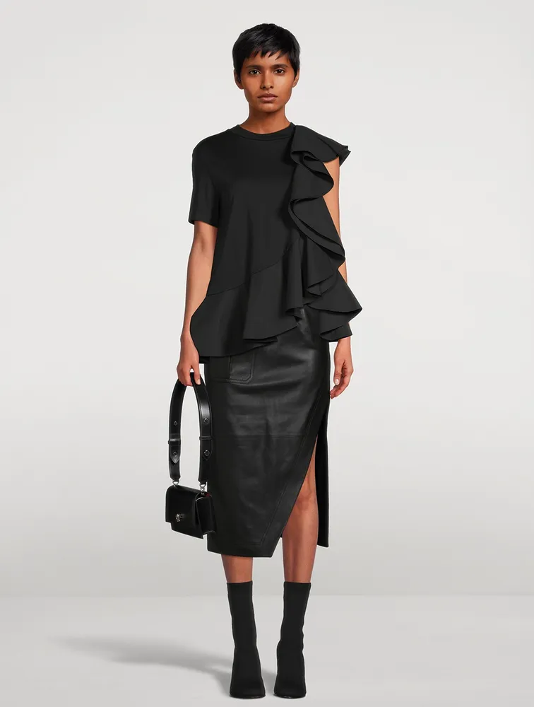 Asymmetric Ruffled T-Shirt