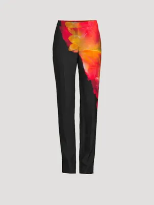 Low-Rise Cigarette Trousers Solarised Petal Print