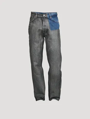 Coated Denim Two-Tone Jeans