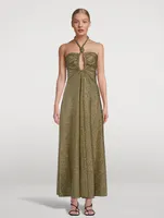 Metallic Jersey Halter Long Dress