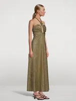 Metallic Jersey Halter Long Dress