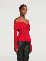 Knotted Off-The-Shoulder Sweater