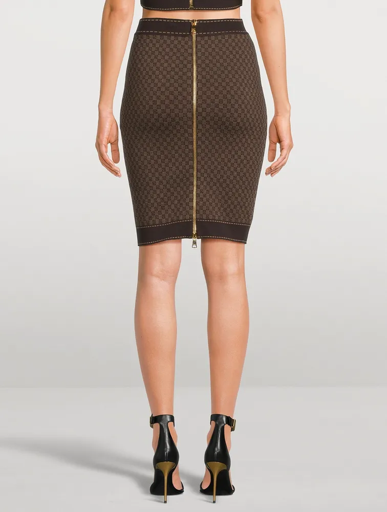 Mini Monogram Jacquard Pencil Skirt