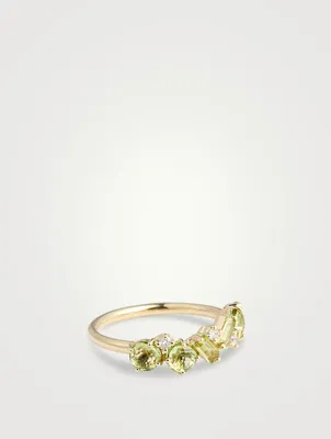 Amalfi 14K Gold Blend Peridot Half Band Ring With Diamonds