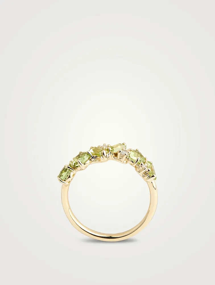 Amalfi 14K Gold Blend Peridot Half Band Ring With Diamonds