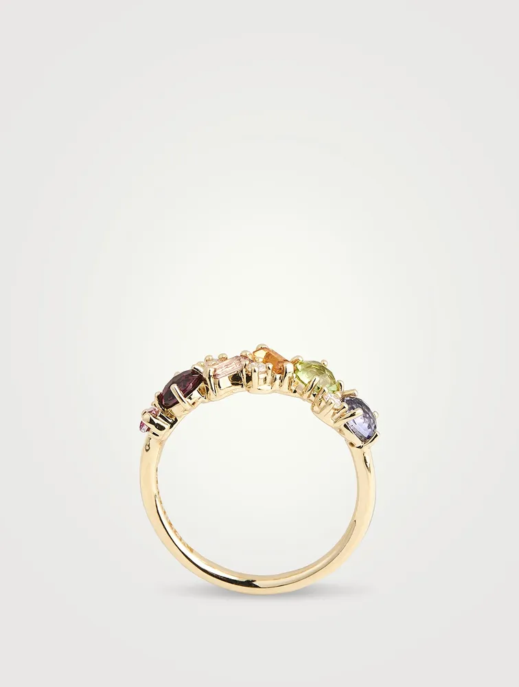 Amalfi 14K Gold Blend Rainbow Half Band Ring With Diamonds