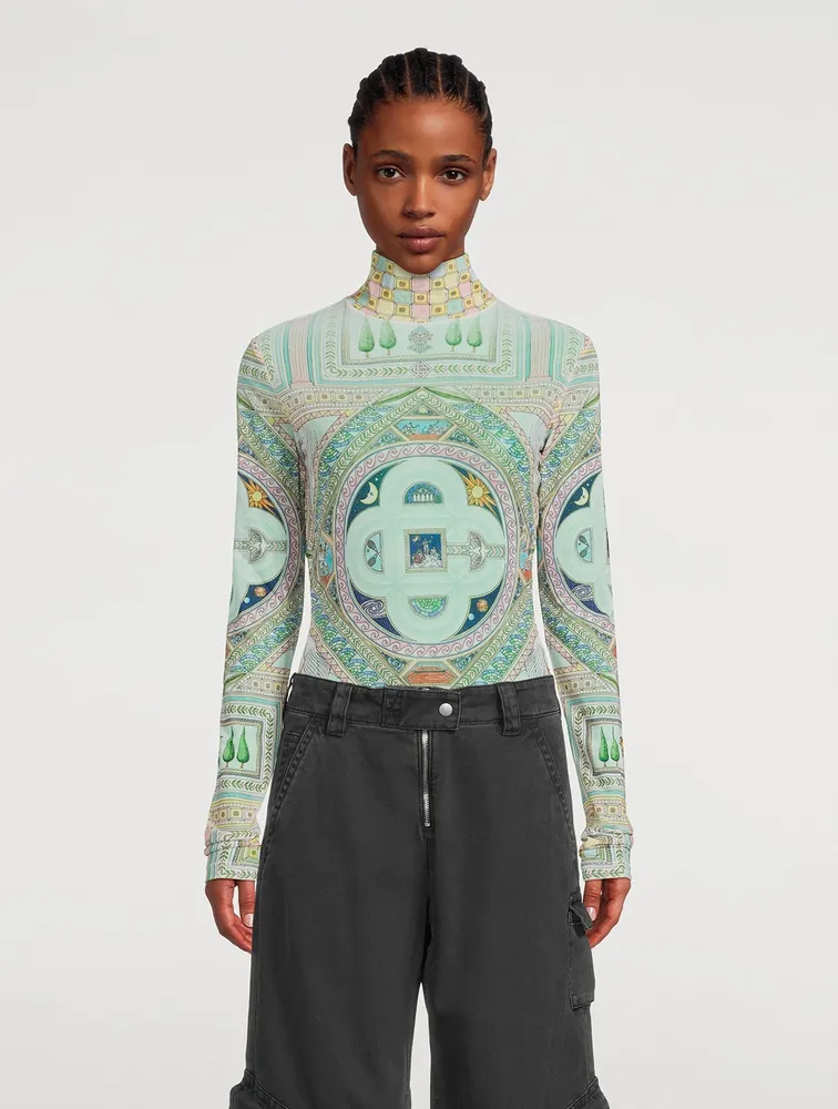 Mesh Turtleneck Le Labyrinthe Print