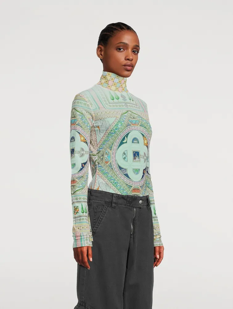 Mesh Turtleneck Le Labyrinthe Print