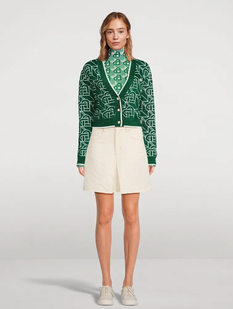 Mesh Turtleneck Heart Monogram Print