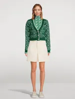 Mesh Turtleneck Heart Monogram Print