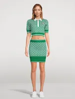 Jacquard Lurex Cropped Polo Shirt