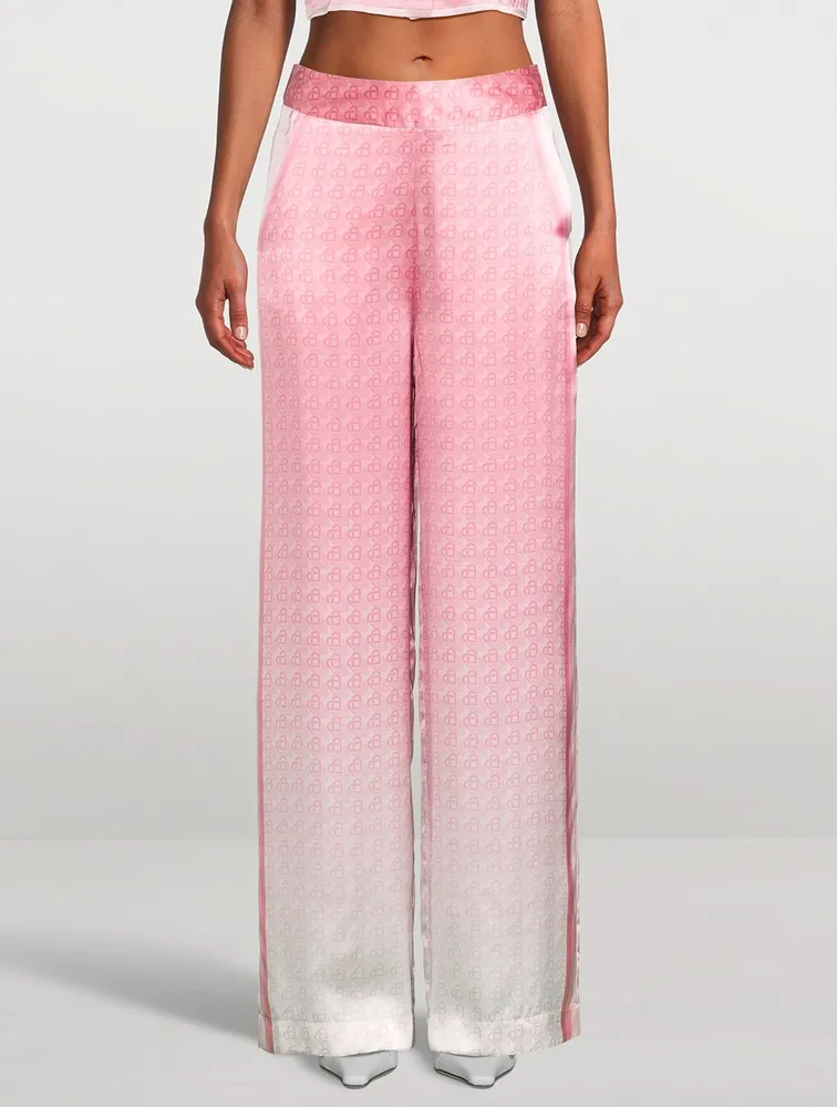 Morning City View Wide-Leg Silk Trousers