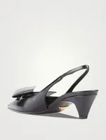 Bow-Trimmed Leather Slingback Pumps