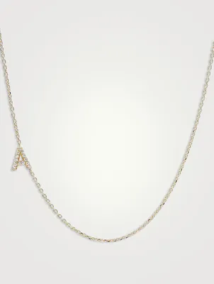 Love Letter 14K Gold A Initial Pavé Diamond Necklace