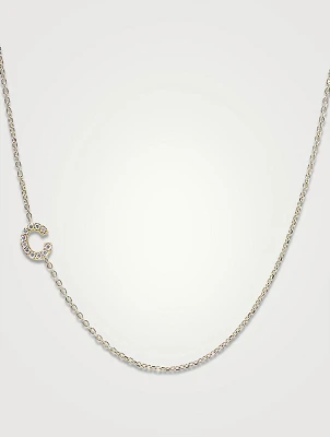 Love Letter 14K Gold C Initial Pavé Diamond Necklace