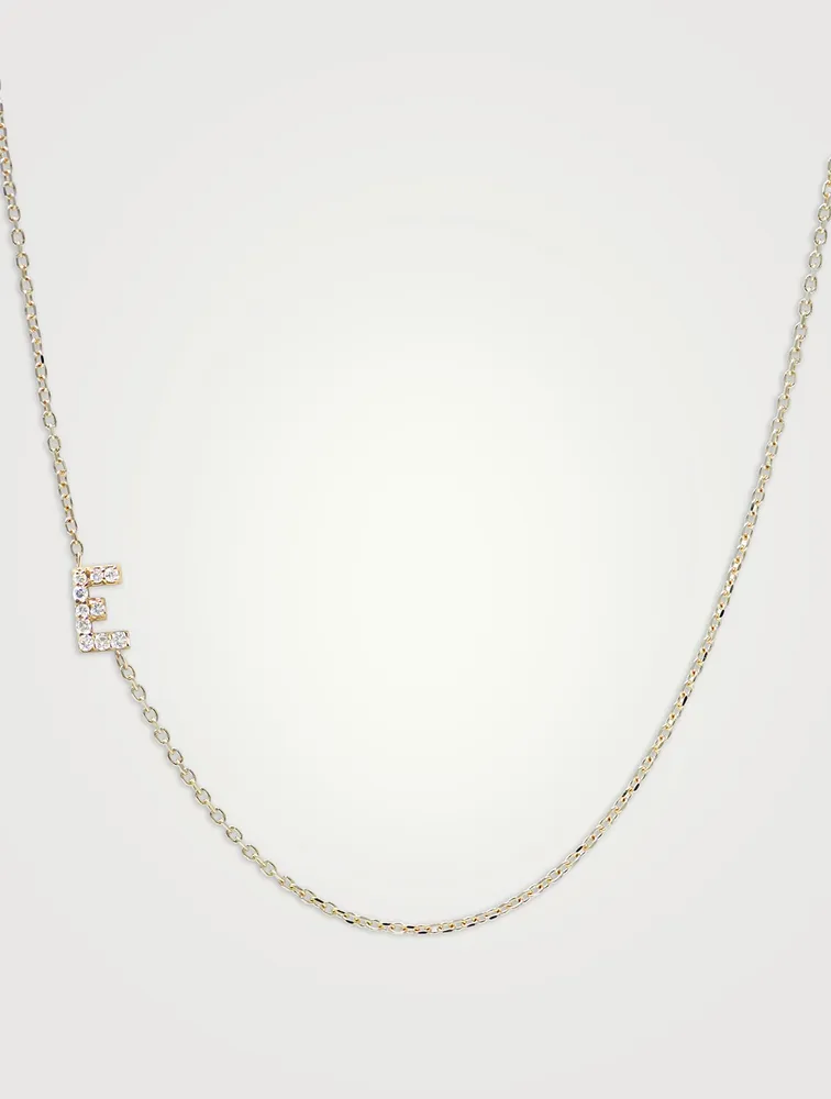 Love Letter 14K Gold E Initial Pavé Diamond Necklace