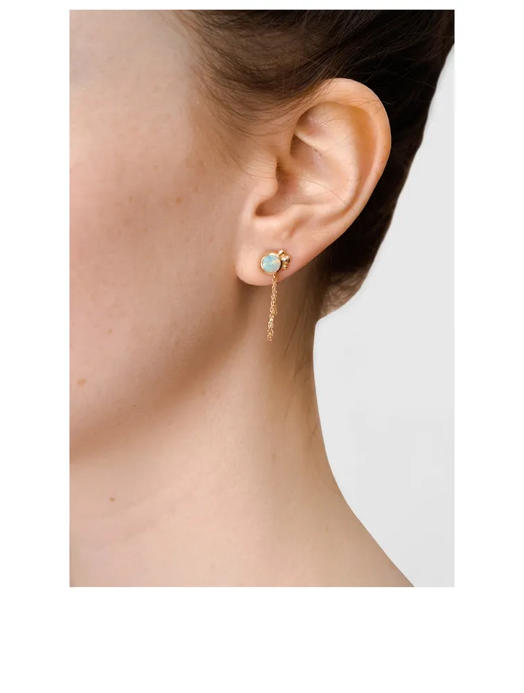 Bonheur 14K Gold Chain Earrings With Australian Opal